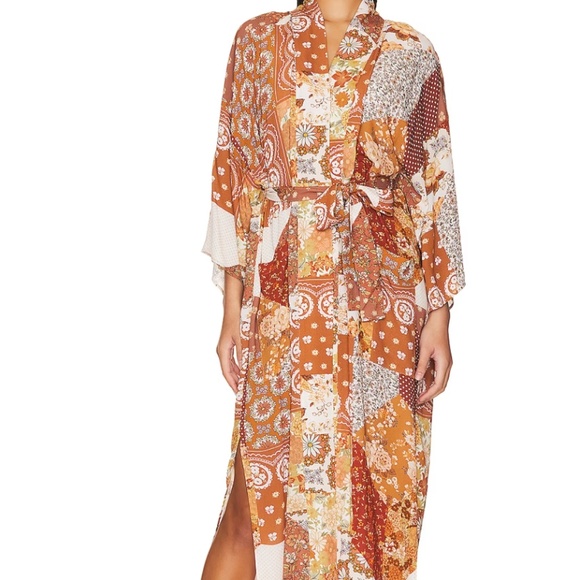 SPELL Cha Cha Maxi Robe Kimono Duster in Brown Sugar - Size S-M - NWT - Picture 5 of 10